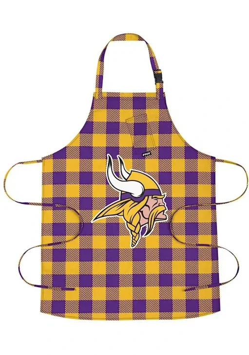 Minnesota Vikings Autographed Buffalo Plaid BBQ Apron